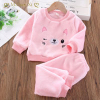 Baby Kids Soft Sets Flannel Boys Sleepwear Suit Winter Girls Pajamas Long Sleeve Pijamas Tops Pants 2pcs Children Warm Clothing