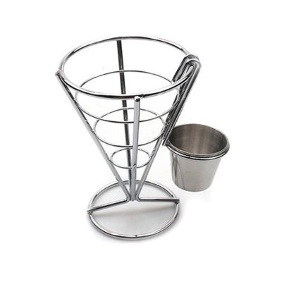 12 Pcs French Fries Stand Cone Basket Fry Holder with Dip Dishe Cone Snack Fried Chicken Display Rack Food Shelves Bowl