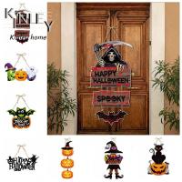 CEMOMEF Halloween Accessories Halloween Decorations พร้อมเชือกด้วย จี้ค้างคาวฮาโลวีน ที่แขวนแขวน กระดาษสำหรับตกแต่ง โครงกระดูกประตูแขวน การตกแต่ง DIY ผีต้องเผชิญ ฟักทองกระดาษแขวน บาร์บาร์บาร์