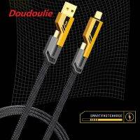 Doudoulie 1.5M Stylepie 4in1Type C USB-C สายสายข้อมูล60W ที่ชาร์จไฟรวดเร็ว USB USB USBC ไมโคร USB สาย8Pin USB สำหรับ I-Phone I-Pad Xiaomi Samsung