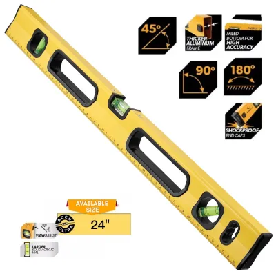 600MM High Precision Aluminum Alloy Spirit Level Ruler with Magnetic Construction Bubbles Level Tools Horizontal Measuring Tool