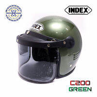 หมวกกันน็อค ทรงคลาสคิค Index  C-200 สีเขียว