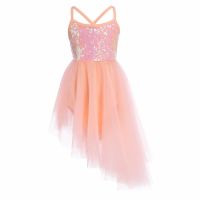 ♂✻✸ Little Girls Ballet Tutu Dress Kids Sleeveless Shiny Sequins Tulle Dance Dress Gymnastics Leotard Wear Lyrical Dance Costumes