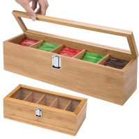 5-Compartment Bamboo Tea Bag Coffee Storage Box Cosmetic Storage Box Needle And Thread Storage DIY Accessories Jewelry Case