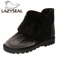 LazySeal  New Crystals Winter Snow Boots Women Ankle Boots Warm Cotton Plush Snow Booties Womens Fashion Shoes Big Size 41