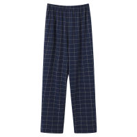 Autumn Knitted Cotton Men Long Pants Plaid Trousers Leisure Comfortable Soft Plus Size L-5XL Male Sleep Bottoms