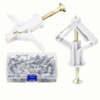 60PCS aircraft type gypsum board nylon plastic expansion screw woodworking butterfly tube screw box Nails Screws  Fasteners