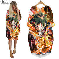 CLOOCL Women Dress Anime My Hero Academia 3D Graphics Loose Daughter Dresses Long Sleeve Fashion Summer Gown Pocket Dress