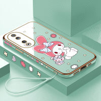 เคสสำหรับ Honor โทรศัพท์90 5G 90 Lite 5G ฟรีสายคล้องน่ารักลายการ์ตูน Meloy เคสโทรศัพท์ชุบหรูหราเคสโทรศัพท์นิ่ม