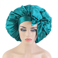 New extra large adjust satin bonnets sleep hat bow scarf cap bath cap chemotpy cap bonnets for women designer