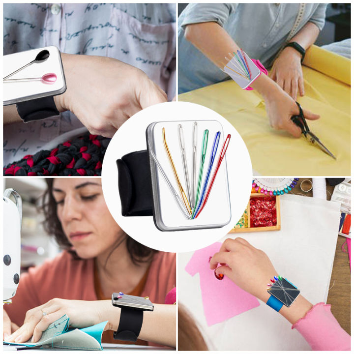 แม่เหล็กจักรเย็บผ้า-pincushion-ซิลิโคนข้อมือเข็ม-pad-ปลอดภัยสร้อยข้อมือขาเบาะการจัดเก็บจักรเย็บผ้า-pins-สายรัดข้อมือขา-holderry-5สี