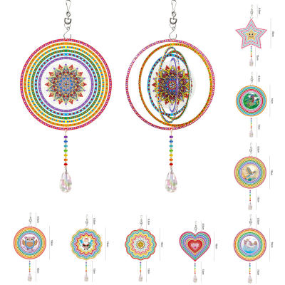 New DIY Diamond Painting Rotatable Spherical Mandala Wind Chimes Hanging Ornaments Garlands For Door Window Home Decoration Gift
