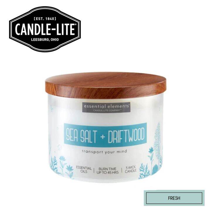 Candlelite Essential Elements 14.75oz Sea Salt & Driftwood 4472368