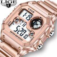 LIGE Women Watches Fashion Sports Waterproof Multifunctional LED Watch