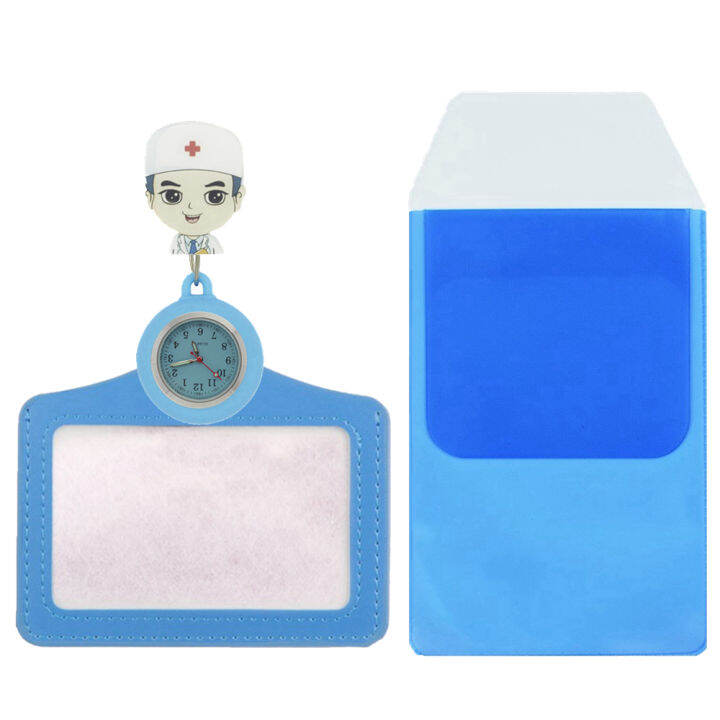 new-2-in-1-cartoon-nurse-retractable-badge-reel-pocket-watches-pen-bags-ladies-women-doctor-mens-name-cards-hang-quartz-watches