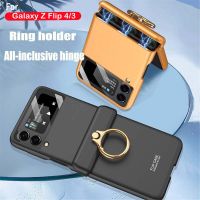 Luxury Flip3 Flip4 Case for Samsung Galaxy Z Flip 3 4 5G Magnetic Hinge Ring Buckle Cover Camera Lens Full Protection on Z Flip4