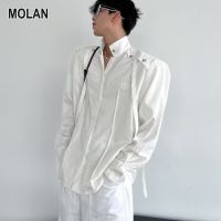 MOLAN เสื้อเชิ้ตชาย แขนยาวเสื้อเชิ้ตผู้ชายแขนยาวดีไซน์เฉพาะ,เสื้อเชิ้ตลำลองใส่ได้ทุกวัน