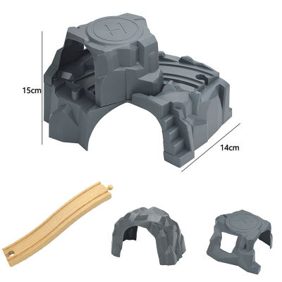 Plastic Grey Double Tunnel Wooden Train Track Accessories For Tunnel Track Train Accessories Fit Biro Wood Tracks Toys For Gifts