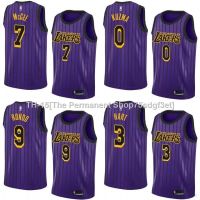 ▧☍ LA Lakers NBA Jersey Oneal Rondo Kuzma McGee Hart Basketball Jersey Sports Vest Purple Stripes City Edition