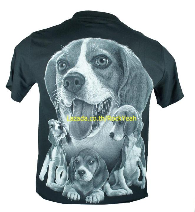 เสื้อลาย-หน้าสุนัข-บีเกิ้ล-beagle-dog-และลูก-ไซส์ยุโรป-เสื้อยืดสีดำ-สกรีนจมแน่น-หน้าหลัง-rca207-เก็บเงินปลายทาง