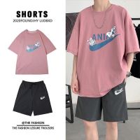 CODxdrrf5157 Summer Suit Mens Loose Teenager Sports Short Sleeve Shorts Two Piece Korean Fashion Casual Clothes One Set夏季套装男士宽松青少年运动短袖短裤两件套韩版潮流休闲衣服一套