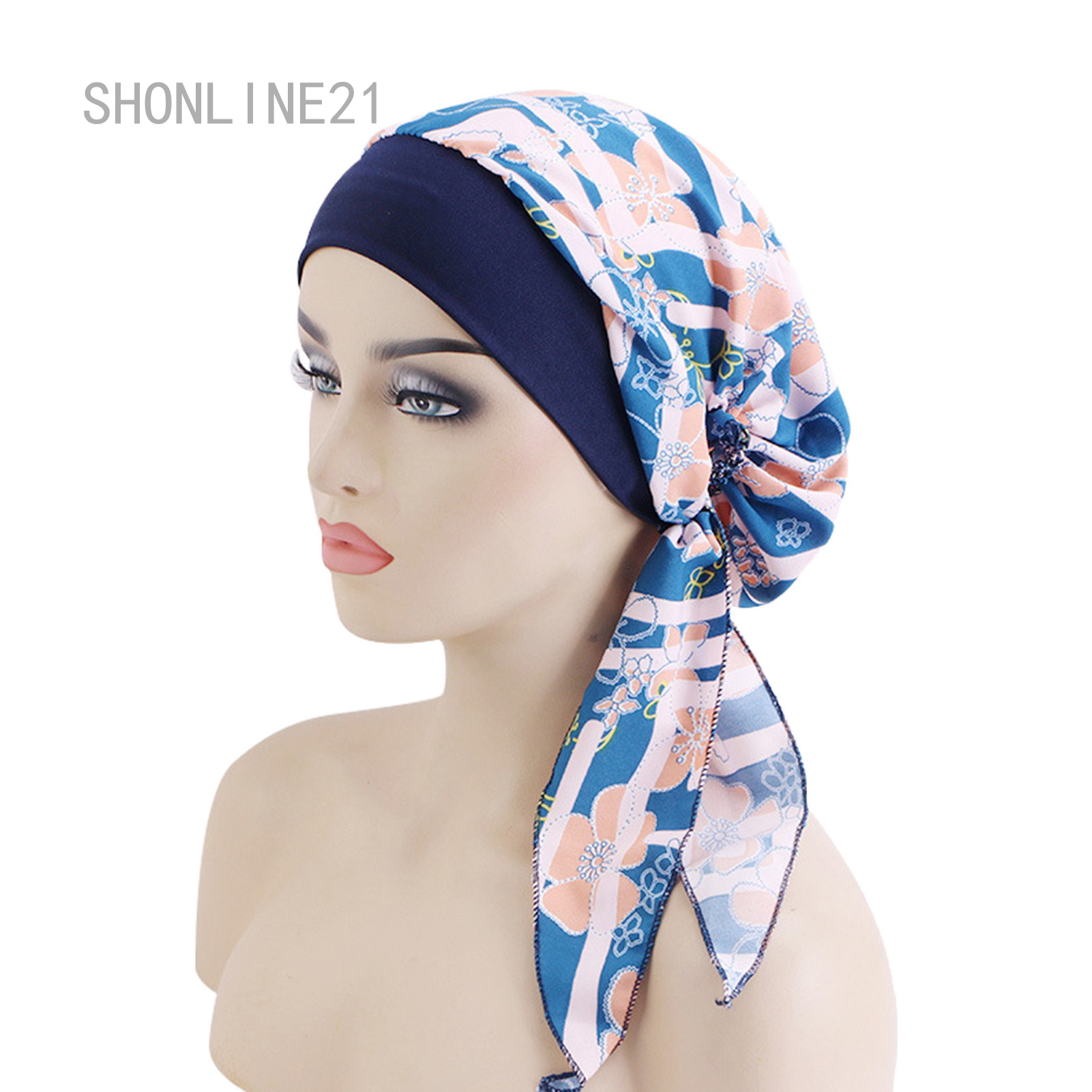 Women Muslim Turban Hat Cancer Long Tail Chemo Hair Loss Cap Head Scarf Headwrap 