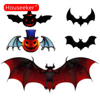 Houseeker 12ชิ้น/เซ็ตฮาโลวีนตกแต่ง3D สีดำพีวีซีค้างคาวฮาโลวีนปาร์ตี้ DIY ตกแต่งผนังสติ๊กเกอร์บาร์ห้องฮาโลวีนปาร์ตี้ที่น่ากลัว Decos อุปกรณ์ประกอบฉาก