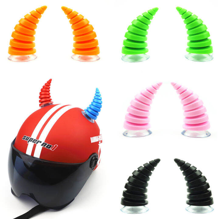 BC Motorcycle Helmet Devil Horns Long Threaded Bull Horn Electric Front