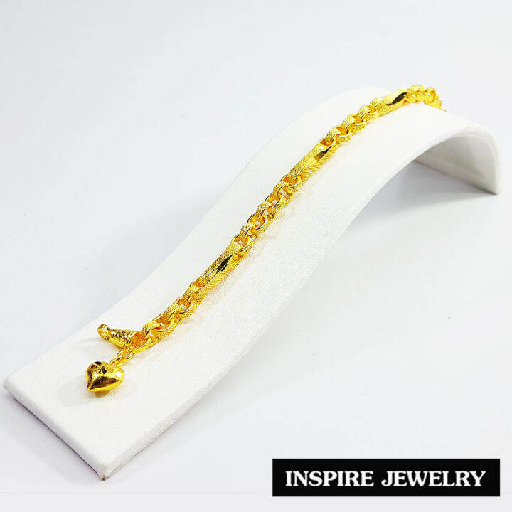 inspire-jewelry-สร้อยข้อมือลายเลส-หุ้มทองแท้-หนัก-1-บาท-งานจิวเวลรี่-งานร้านทอง-พร้อมถุงกำมะหยี่