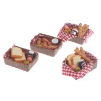 ♤✒ 1 :6 /1: 12 Dollhouse Miniature Bread Basket Simulation Food Model Toys DollHouse Decoration