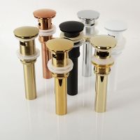 【hot】！ Drain Black/White/Chrome Plated/Gold/Rose Gold/ORB Basin Push Down Pop-Up With/Without Overflow Hole Design