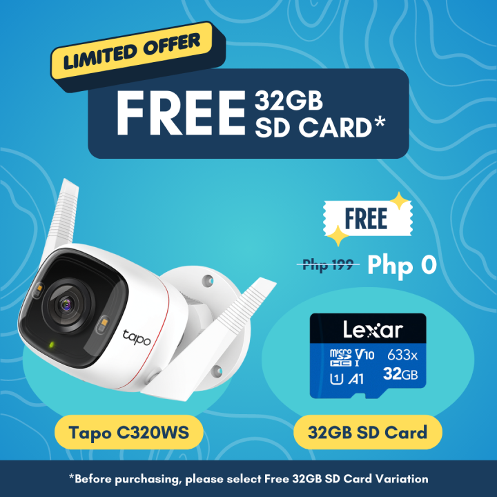 TPLink Tapo C320WS Outdoor Security WiFi Camera with Kingston/Lexar