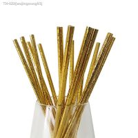 ❆✾☢ 25pcs/lot Gold Silver Drinking Paper Straw Wholesale Birthday Party Decoration Adult Wedding Baby Shower Colorful Paper Straws