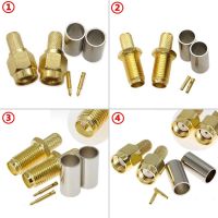 ☍▥♨ 10PCS SMA Male Plug Female Jack Connector RPSMA Male Female Crimp for RG58 LMR195 RG400 RG142 Cable Brass Copper Fast Delivery