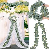 2M Eucalyptus Leaves Rattan Garland Wisteria Artificial Silk Plants Flowers Fake Green Vines Wedding Backdrop Arch Garden Decor