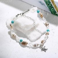 【CW】♠♀  Bohemia Starfish Pendant Anklets Fashion Tnurquoise Beads Foot Chains  Leg Beach Jewelry Accessories Gifts