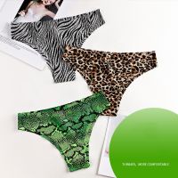 【Wrist watch】 Seamless Women  39;s Panties Print Tanga Low-rise Silk Intimate Briefs Striped Panty