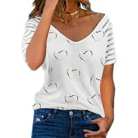 Summer plus size women blouse New love print round collar short sleeve loose T-shirt women