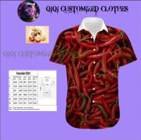 Hot Chili Vegetable Design 2023 Summer and Autumn Hawaiian Shirt High Quality, Unisex, Size S-3XL