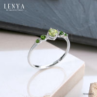 Lenya Jewelry แหวนเงินแท้ 925 ประดับ Peridot และ Chrome Diopside ไล่เฉดสีเขียวสองระดับ เป็นเอกลักษณ์ไม่เหมือนใคร