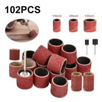 ✆✻✓ 102pcs Sanding Drums Kit Sanding Band 1/2 1/4 3/8 Inch Sand Mandrels 120Grit Fit for Dremel Nail Drill Rotary Abrasive Tools