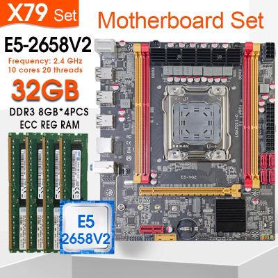 X79 3.3K Motherboard KIT LGA 2011 CPU Xeon E5 2658 V2 DDR3 1600Mhz 8GB*4pcs =32GB ram Motherboard processor and memory kit