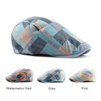 Wuaumx ฤดูร้อน Berets หมวกผู้ชายที่มีสีสัน Plaids Newsboy หมวกผู้หญิงศิลปินจิตรกร Visors Herringbone Beret หมวก Duckbill Ivy หมวกแบน