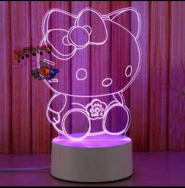 Toy's Family Hellokitty 3d Night Light 7 Colors Gradient Led Table Lamp 