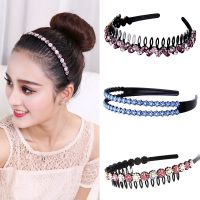 【YF】 Unisex Hoop Top Metal Double Bangs Flower Rhinestone Hair Accessories Hairband Bezel Headband Men Women Band Sports