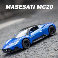 132 Maserati MC20 D Iecast ล้อแม็กของเล่นซูเปอร์สปอร์ตรถรุ่นดึงกลับรถยางยาง2ประตู Opend R Oadster ยานพาหนะให้เด็กของขวัญ