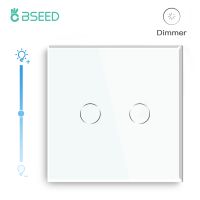 ■✔▫ BSEED Wall Touch Switch 2Gang 1Way LED Dimmer Switch Light Dimmers Glass Panel EU Standard 220v Blue Backlight