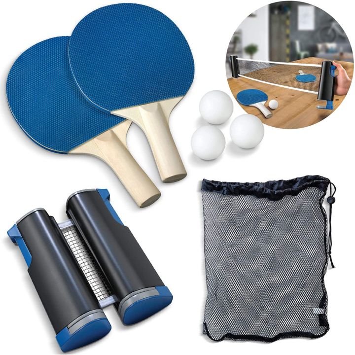 Set de tennis de table filet de ping-pong rétractable + 2