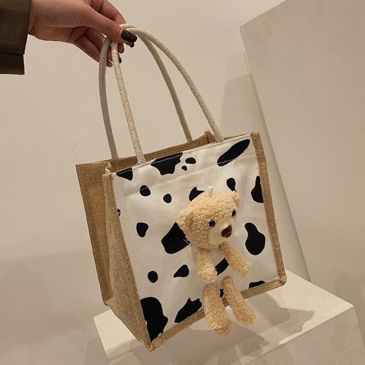 cute-fashion-female-bag-bear-ins-japanese-canvas-bag-handbag-graffiti-bag
