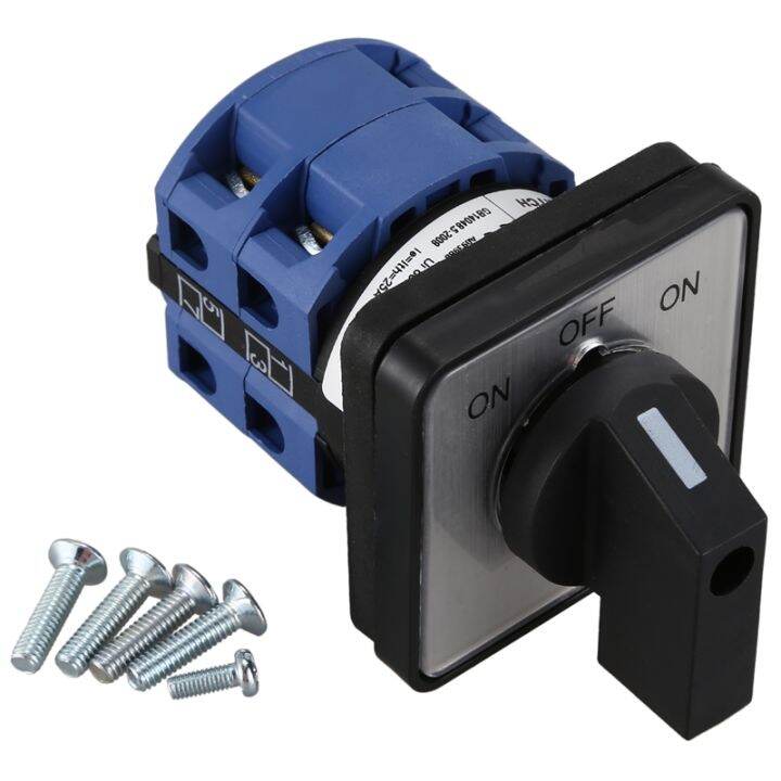 ac660v-25a-2-pole-3-position-momentary-plastic-rotary-changeover-switch-blue-black